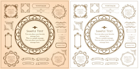 エレガントなフレーム。デザインテンプレート。ゴージャスな額のセット。