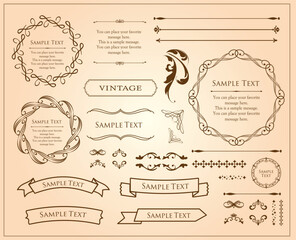 エレガントなフレーム。デザインテンプレート。ゴージャスな額のセット。