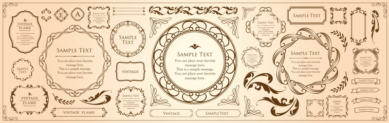 エレガントなフレーム。デザインテンプレート。ゴージャスな額のセット。