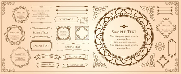 エレガントなフレーム。デザインテンプレート。ゴージャスな額のセット。