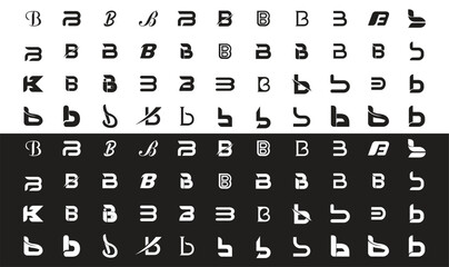 Fototapeta na wymiar Black and white letter b logo collection