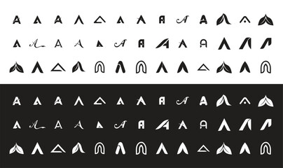 Black and white letter a logo collection