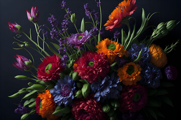 Fototapeta na wymiar bouquet of colorful flowers