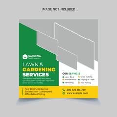 Fototapeta premium lawn care gardening landscaping social media post banner template premium vector