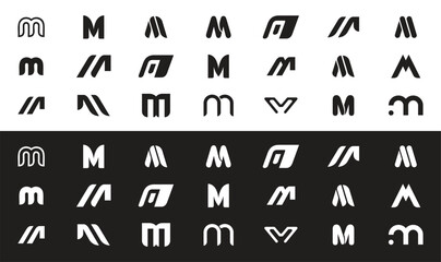 Black and white letter m logo collection