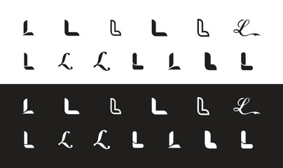 Black and white letter l logo collection