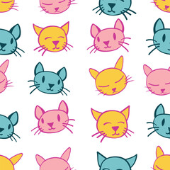 This seamless pattern features sleek cat silhouettes against a black backdrop. The simplistic style is elegant and modern, perfect for adding a touch of sophistication to any project.
