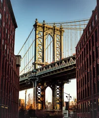 Photo sur Aluminium Brooklyn Bridge city bridge and city skyline