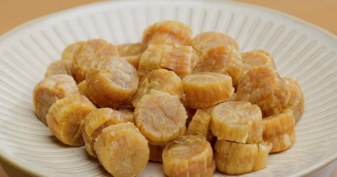 A pile of dried scallops
