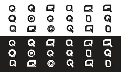 Black and white letter q logo collection
