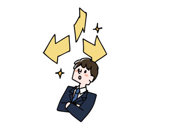 進路やコース選択をする男子学生　塾や通信教育で学ぶ男の子のイラスト