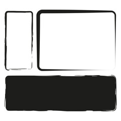 Black brush rectangles. Vector illustration.