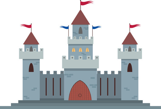 castle, cartoon, vector, tower, building, medieval, illustration, house, architecture, fortress, fantasy, old, fairy, flag, princess, tale, town, fairytale, kingdom, palace, wall, window, sky, city, f