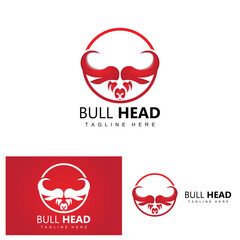 Bull Head Logo, Farm Animal Vector, Livestock Illustration, Company Brand Icon