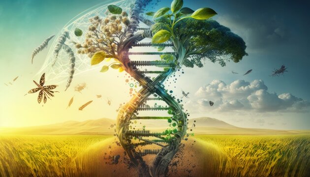 Biotechnology and gene editing or synthetic biology background concept generative ai
