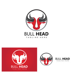 Bull Head Logo, Farm Animal Vector, Livestock Illustration, Company Brand Icon