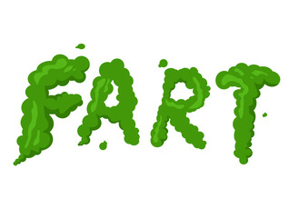 Fart smoke cartoon icon. Stink fart bad smell green gas cloud