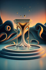 Surreal empty product display pedestal podium fountain, generative AI