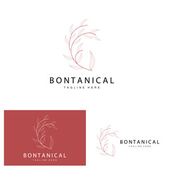 Fototapeta na wymiar Botanical Logo, Nature Plant Design, Flower Plant Icon Vector With Line Model