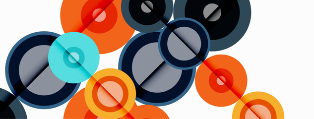 Circles with shadows trendy minimal geometric composition abstract background