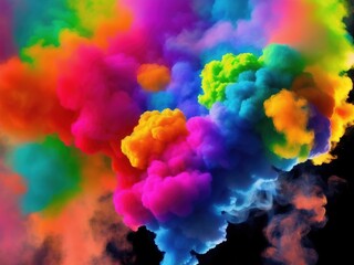 Fototapeta premium Colorful smoke clouds, Generative AI