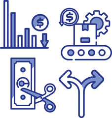 Fototapeta premium Set of Business Risk Simple Line Icon