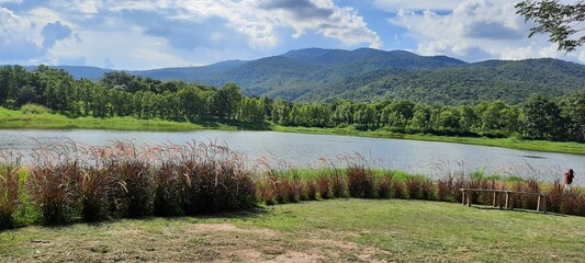 lake and mountains