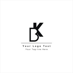 Premium Initial Letter BK logo design. Trendy awesome artistic black and white colorBK KB initial based Alphabet icon logo