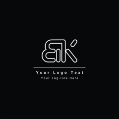 letter bk or kb logo template initial design