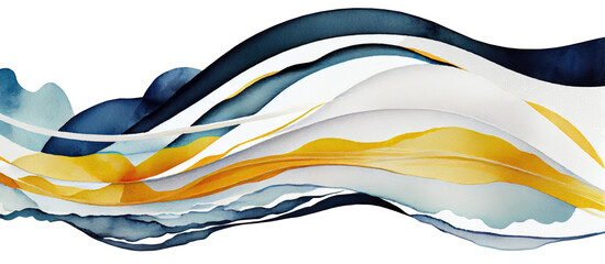 Blue and yellow abstract ocean wave texture. Transparent PNG, isolated flowing sea wave. Banner Graphic Resource as background for ocean wave abstract graphics © Vita