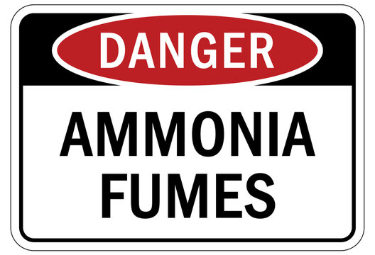 Hazardous fumes sign and labels ammonia fumes