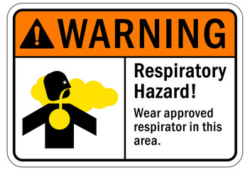 Inhalation hazard sign and labels wear approved respirator in this area