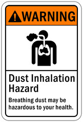 Inhalation hazard sign and labels breathing dust may be hazardous to your health