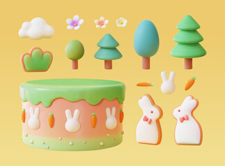 3D sweet Easter element set