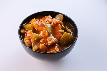 Hot and spicy chilli chicken curry cuisine of India. Side dish for roti parotta chapati ghee rice