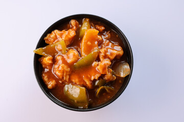 Hot and spicy chili chicken curry cuisine of India. Side dish for roti parotta chapati ghee rice