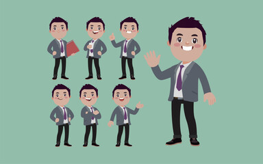 Office worker with different poses