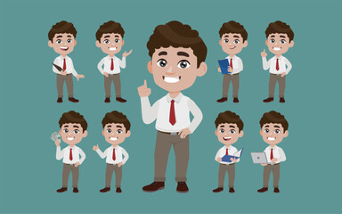 Office worker with different poses