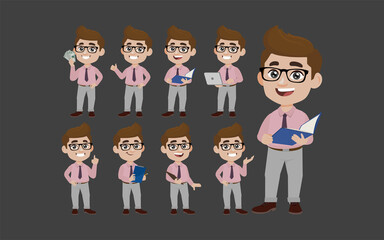 Office worker with different poses