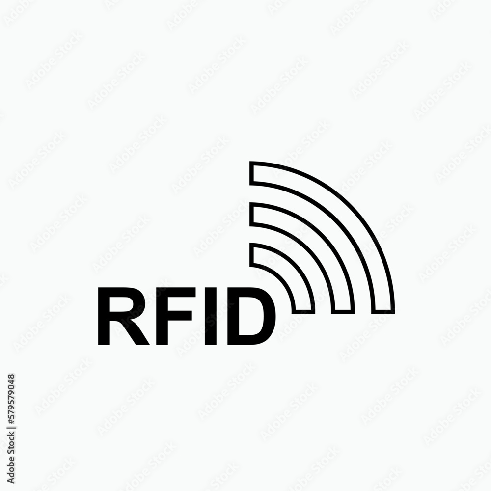 Poster rfid or radio frequency identification vector icon for apps and websites.