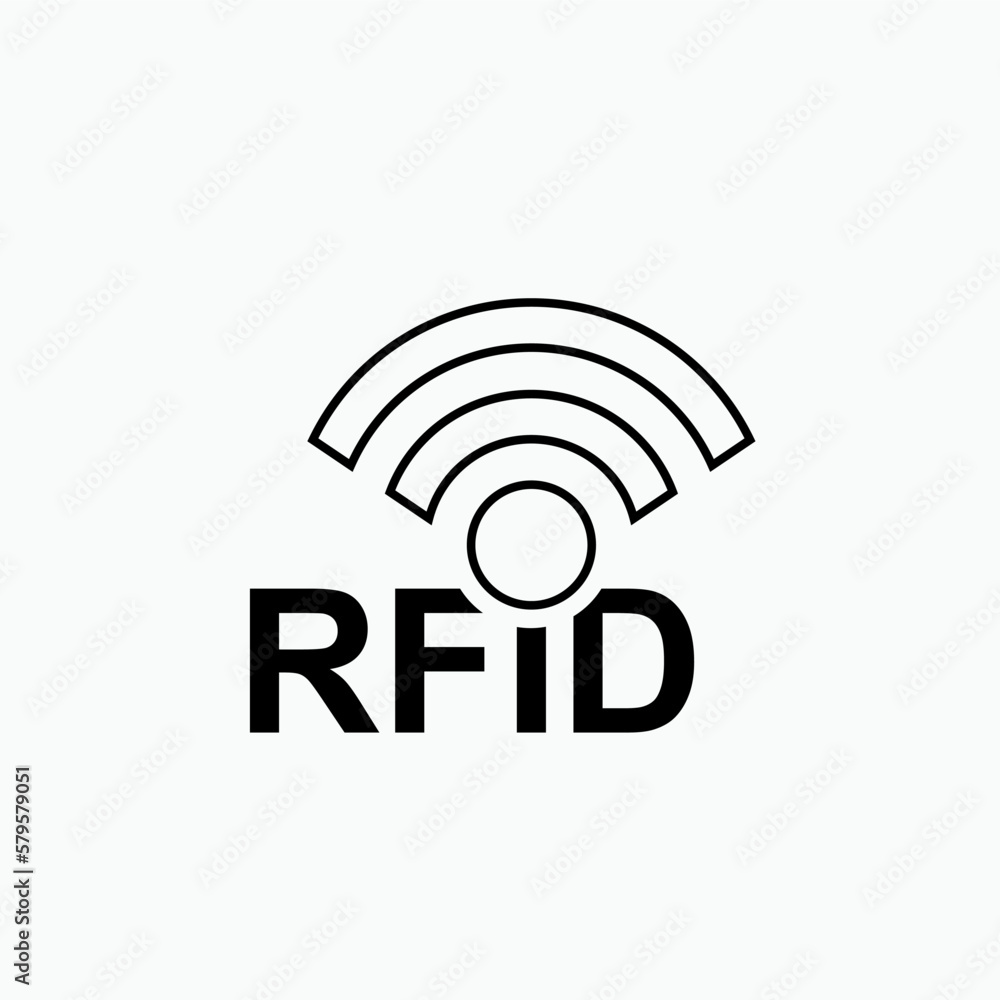 Poster rfid or radio frequency identification vector icon for apps and websites.