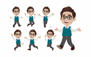 Office worker with different poses