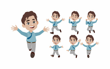 Office worker with different poses