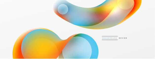 Fluid abstract background. Liquid color gradients composition. Round shapes and circle flowing design for wallpaper, banner, background or landing