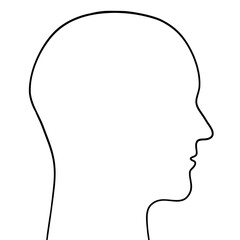 Hand-drawn outline of a human head silhouette
