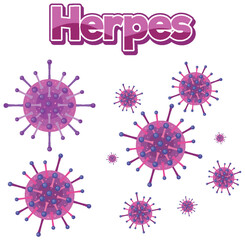 Herpes simplex virus on white background