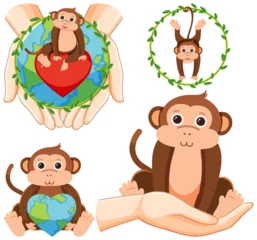 Fotobehang Aap Protect the monkey icon