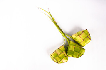 Ketupat or rice dumpling isolated on white background