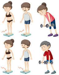 Set of elderly people sickness