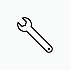 Wrench Icon - Vector, Repair Sign and Setting Symbol for Design, Presentation, Website or Apps Elements.  